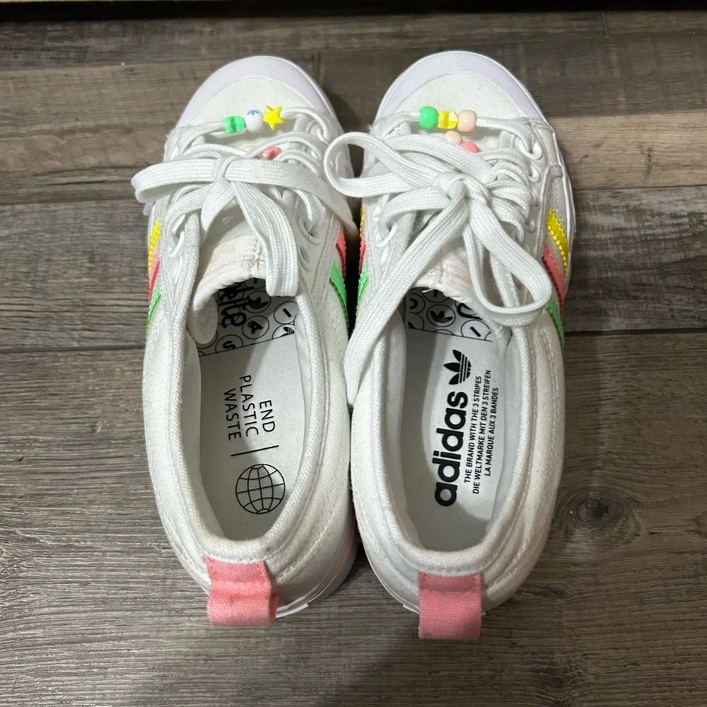 Adidas Nizza Platform pastel & White beaded Sneakers